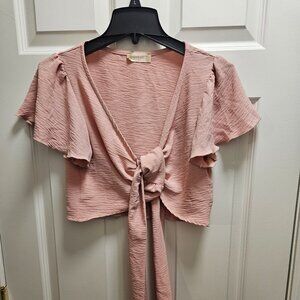 Alter’d State Blush Tie-Front Crop Top – Small